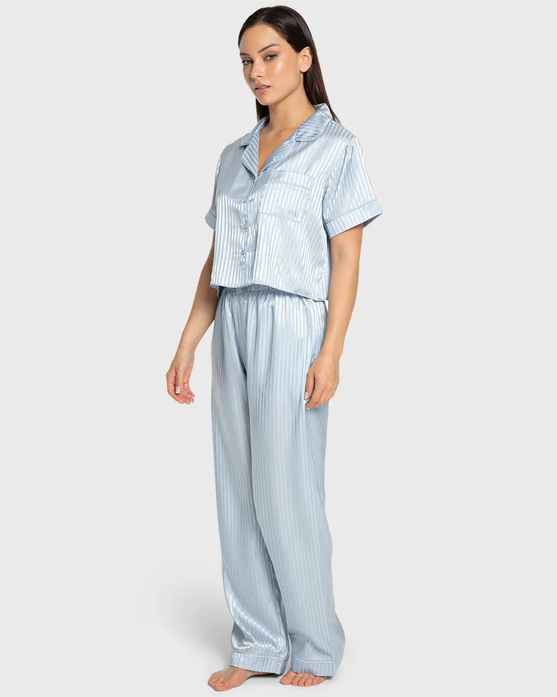 Isla & Evie Isla & Evie Stripe Satin Pajama Set